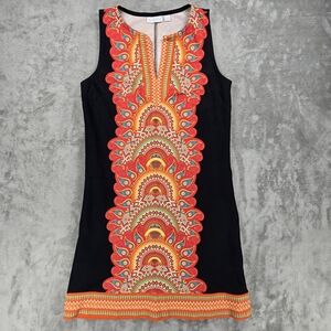 New York & Company Black‎ Sleeveless Dress with Aztec Pattern Size Large
